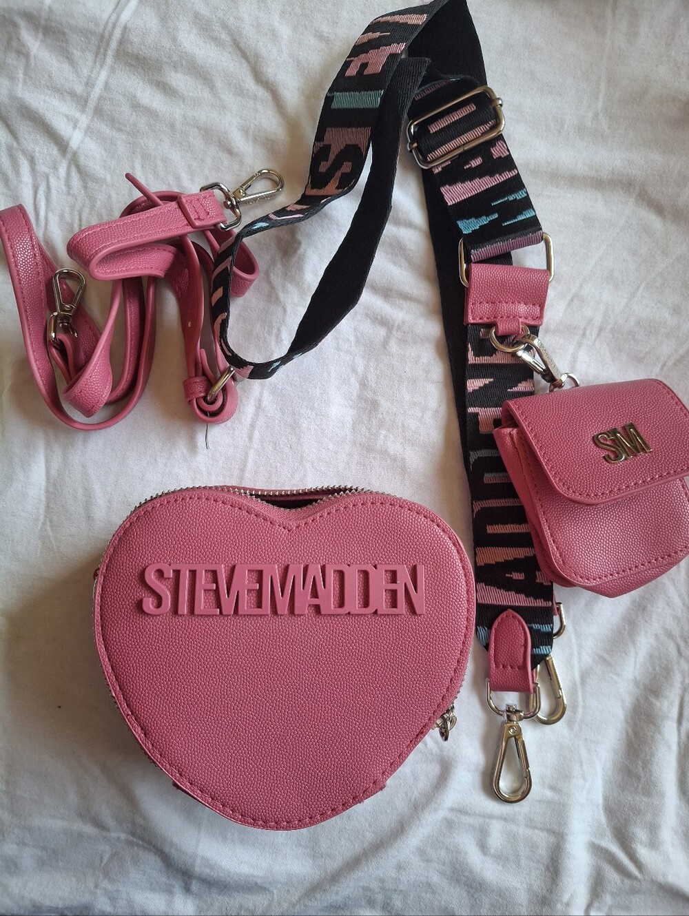 Steve Madden Pink Heart Crossbody Bag with Strap